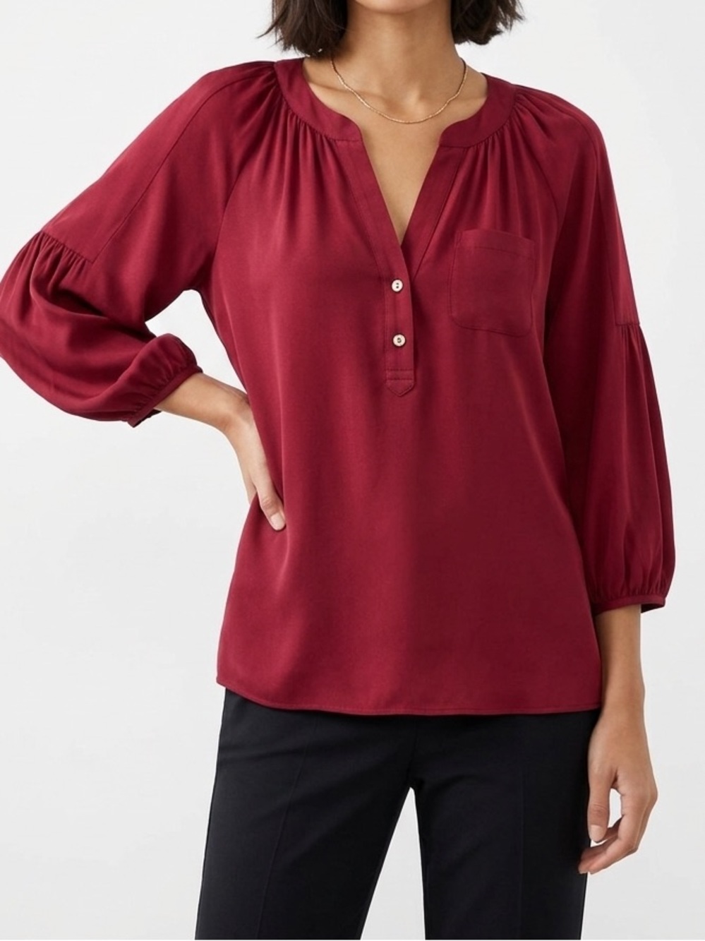 TIBI 100% Silk Maroon Burgundy Red Women's Blouse Women’s Top